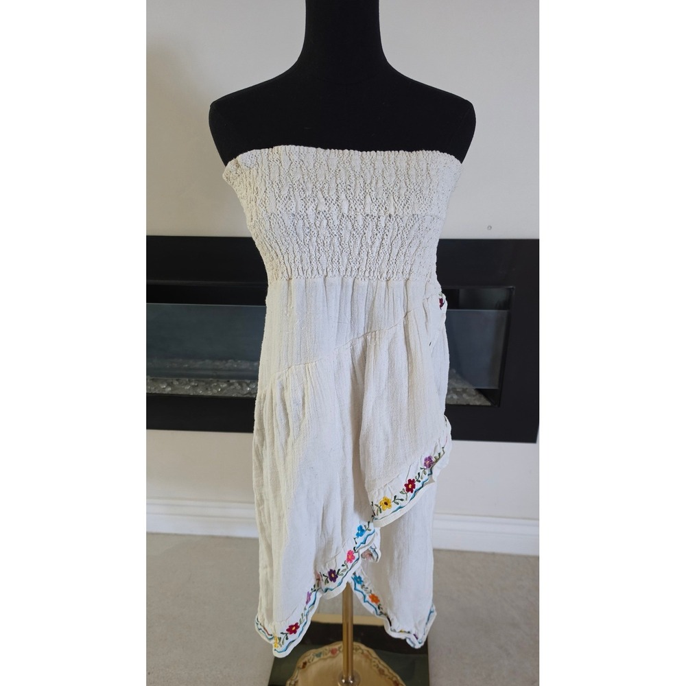 Jens Pirate Booty Free People Smocked Embroidered Strapless Midi Dress Boho XS